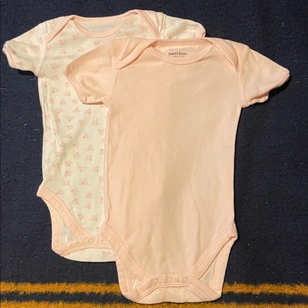 Burt's Bees Soft Peach Baby Bodysuit Duo